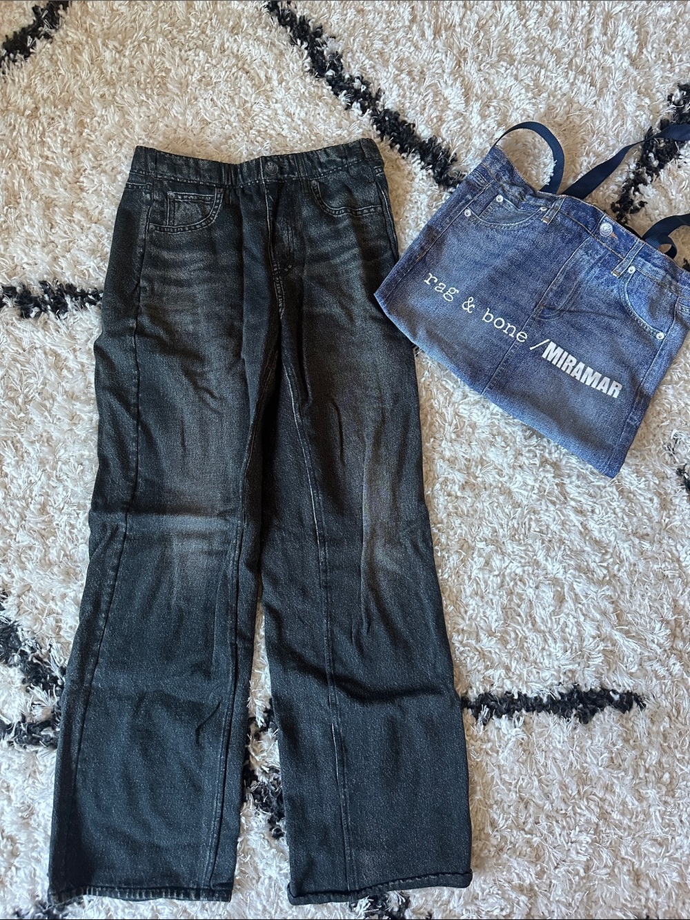 rag & bone Black Straight Jeans with Bag Worn Once!